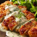 Crispy Parmesan Chicken with Creamy Garlic Sauce