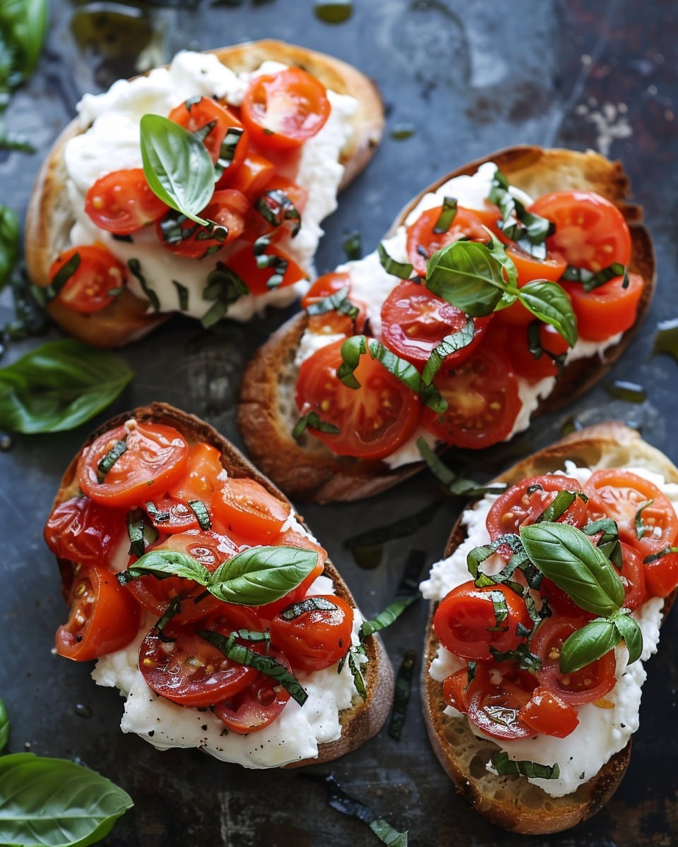 Burrata & Basil Bruschetta With Juicy Tomatoes