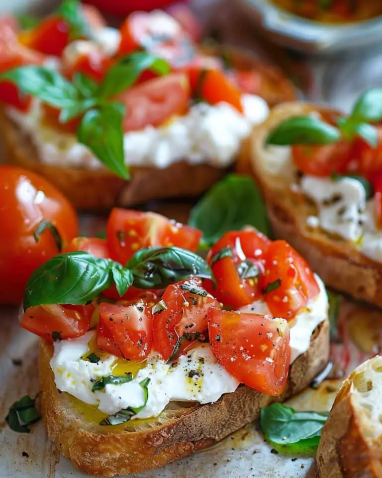 Burrata & Basil Bruschetta With Juicy Tomatoes