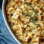 French Onion Chicken Orzo Casserole