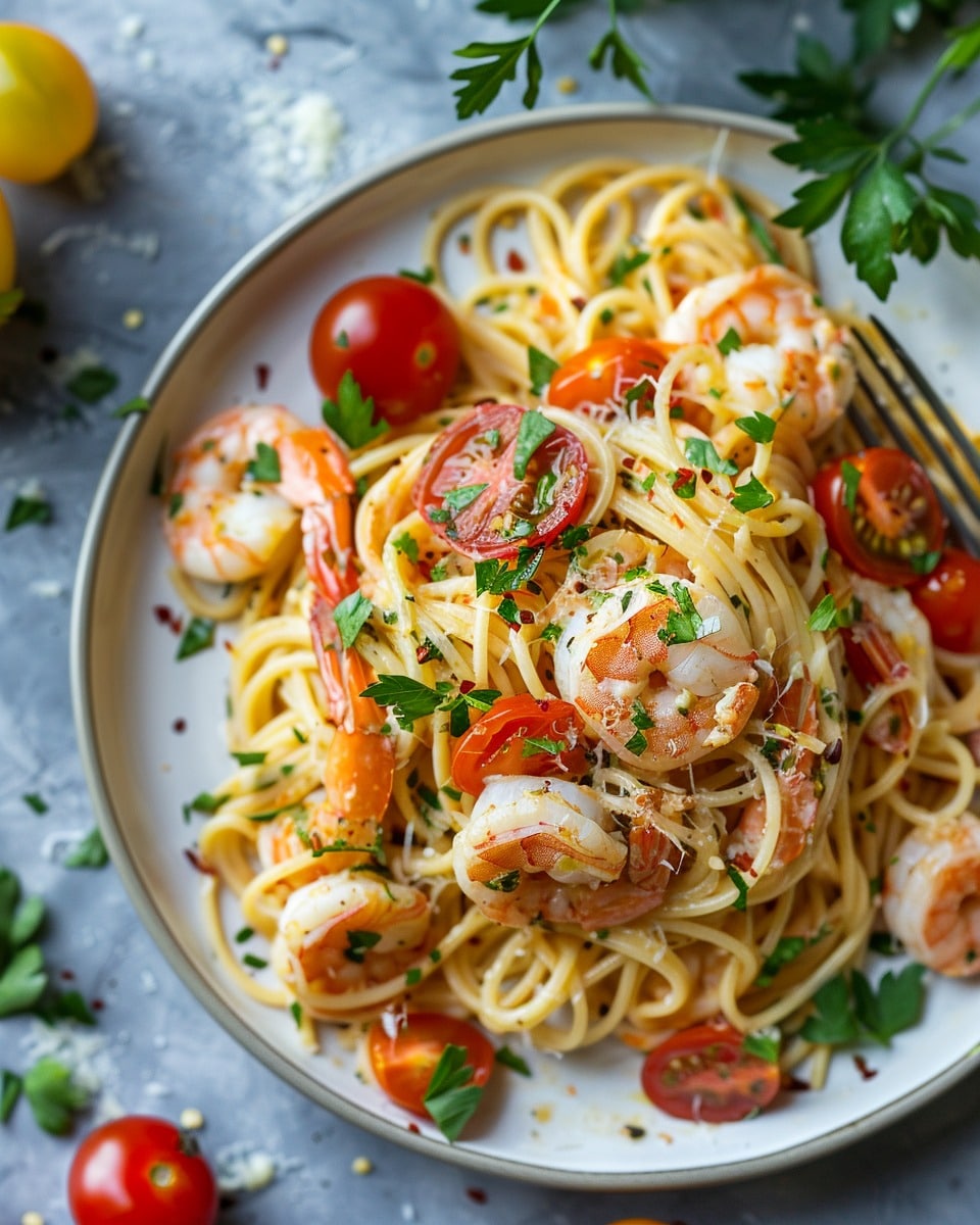 Creamy Lobster And Shrimp Spaghetti With Fresh Tomatoes