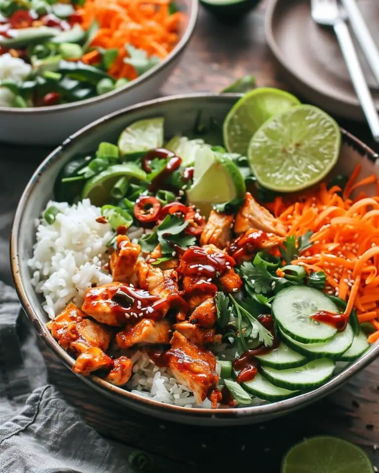 Sweet Chili Chicken Bowl With Coconut Lime Drizzle