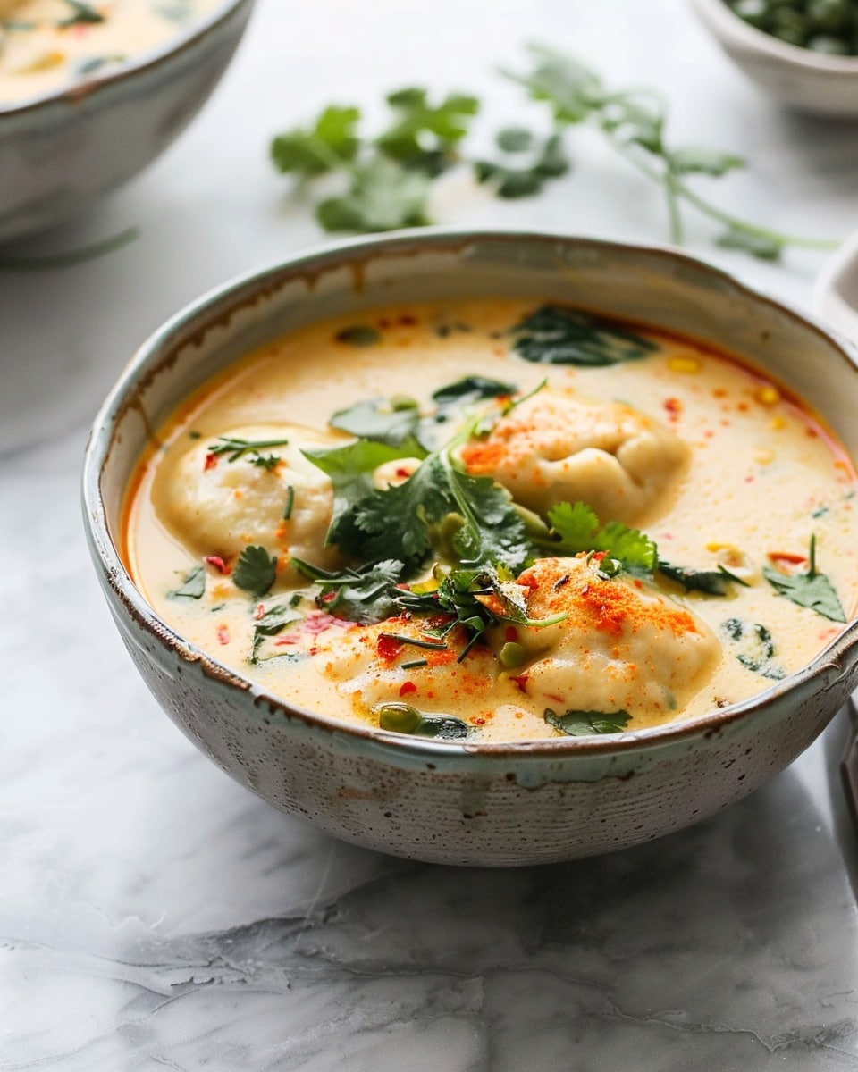 Irresistible Coconut Curry Soup With Dumplings