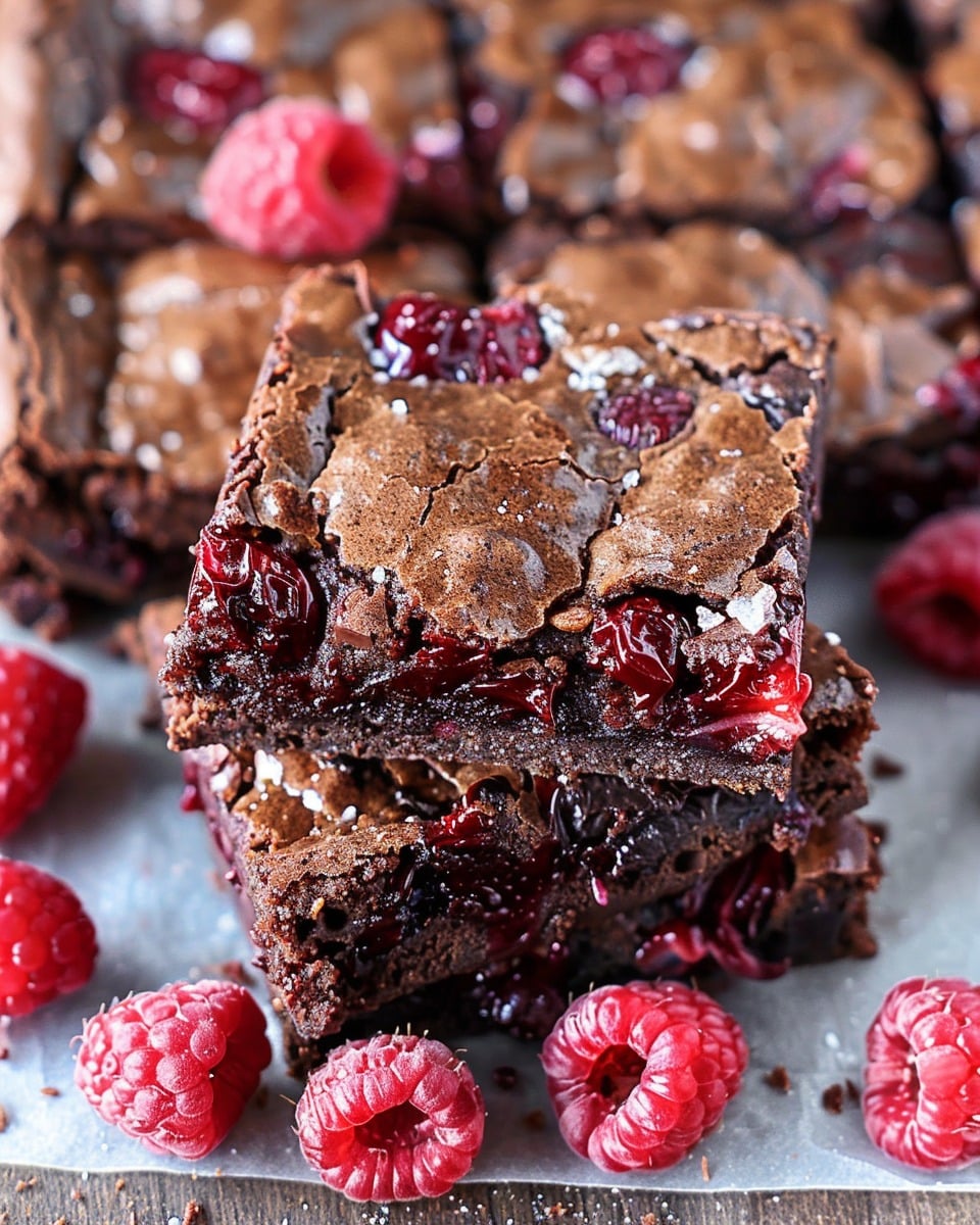 Thick Fudgy Chocolate Raspberry Brownies