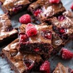 Thick Fudgy Chocolate Raspberry Brownies