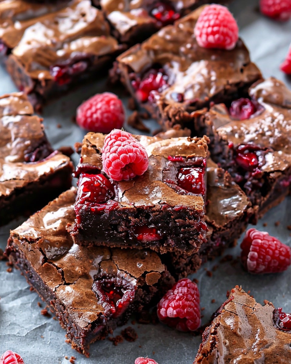 Thick Fudgy Chocolate Raspberry Brownies