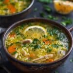 Lemon Ginger Turmeric Chicken And Rice Soup