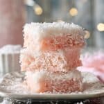 Pink Coconut Snowball Cake Bars