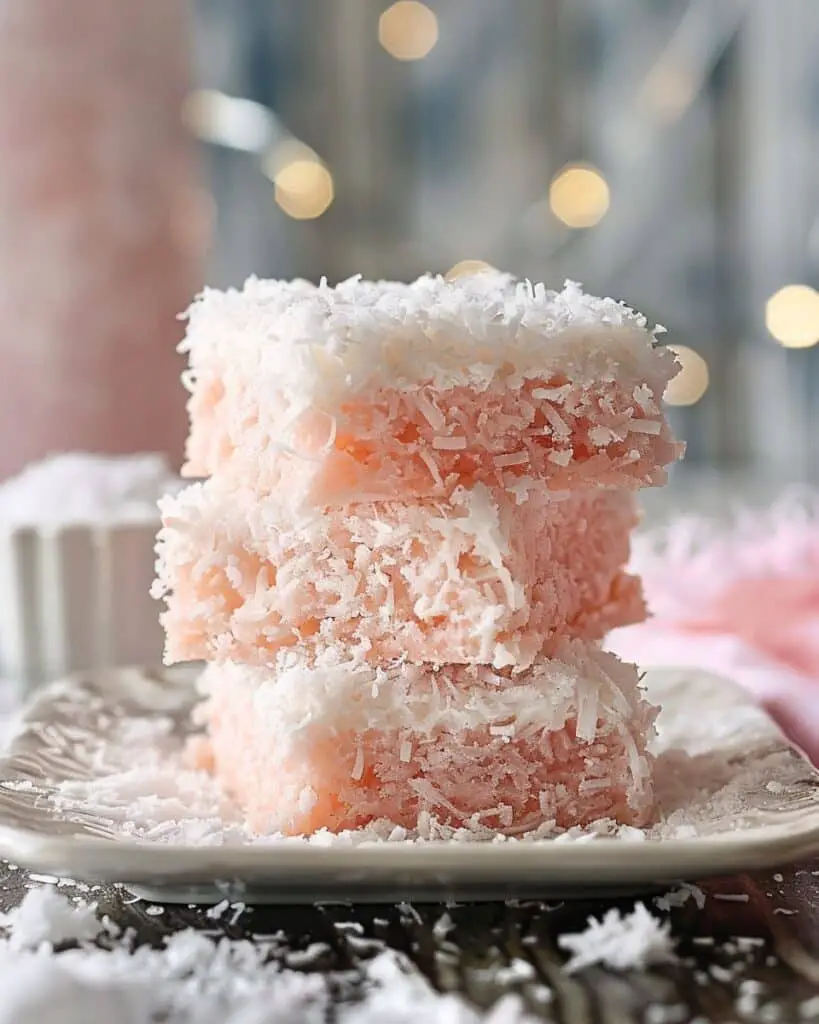 Pink Coconut Snowball Cake Bars