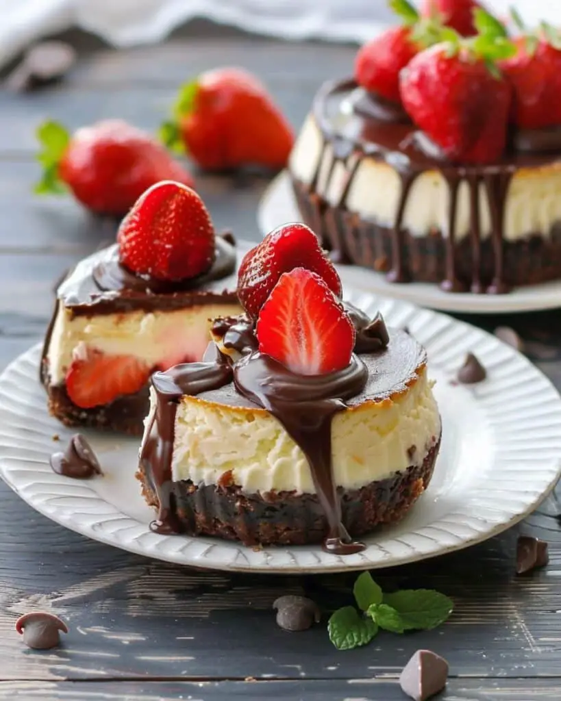 Chocolate-Covered Strawberry Cheesecakes
