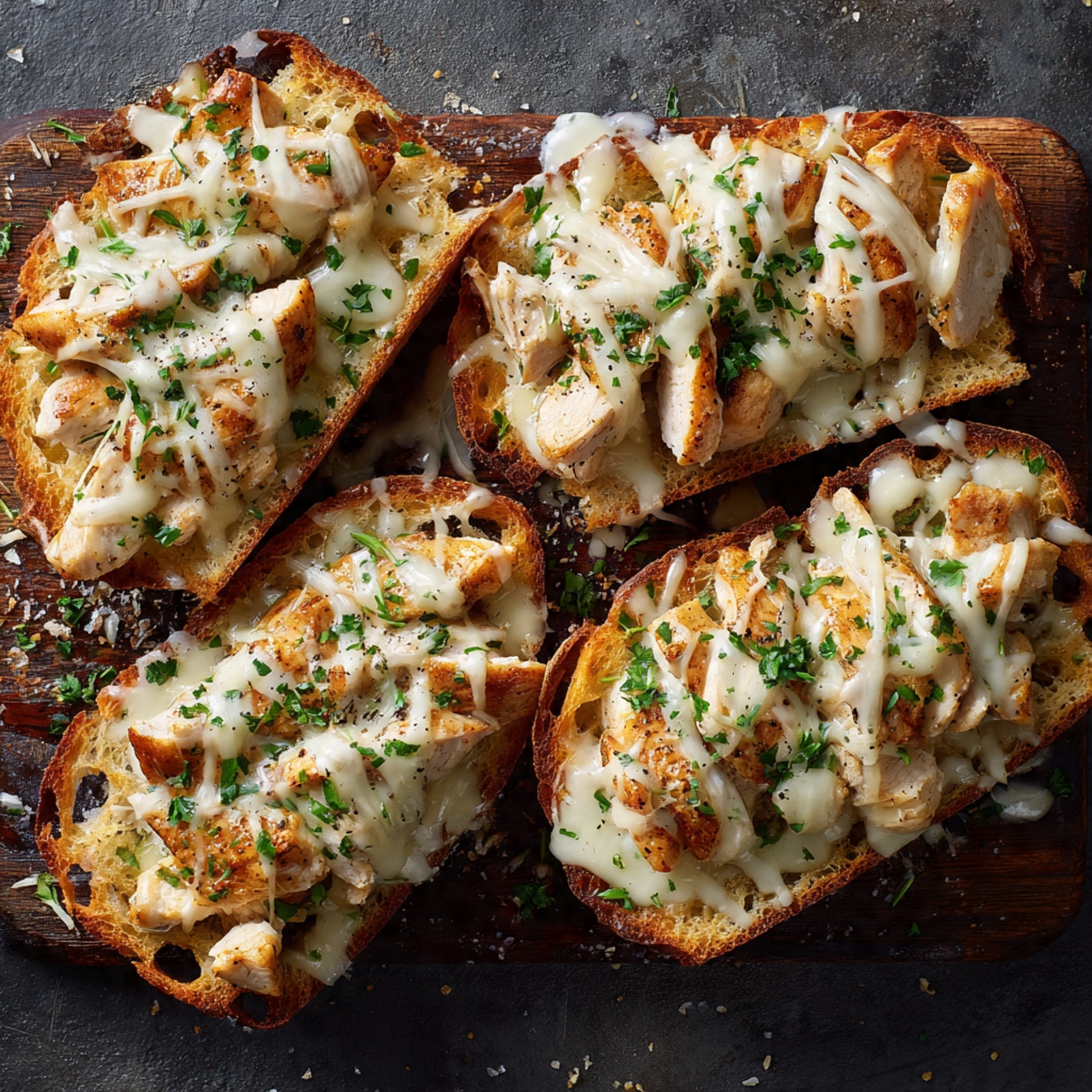Chicken Alfredo Garlic Bread