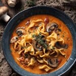 Creamy Sun-Dried Tomato and Mushroom Pasta Soup