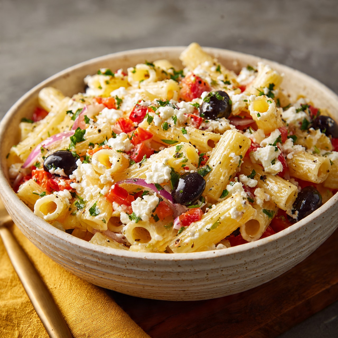 Mediterranean Cottage Cheese Pasta Salad