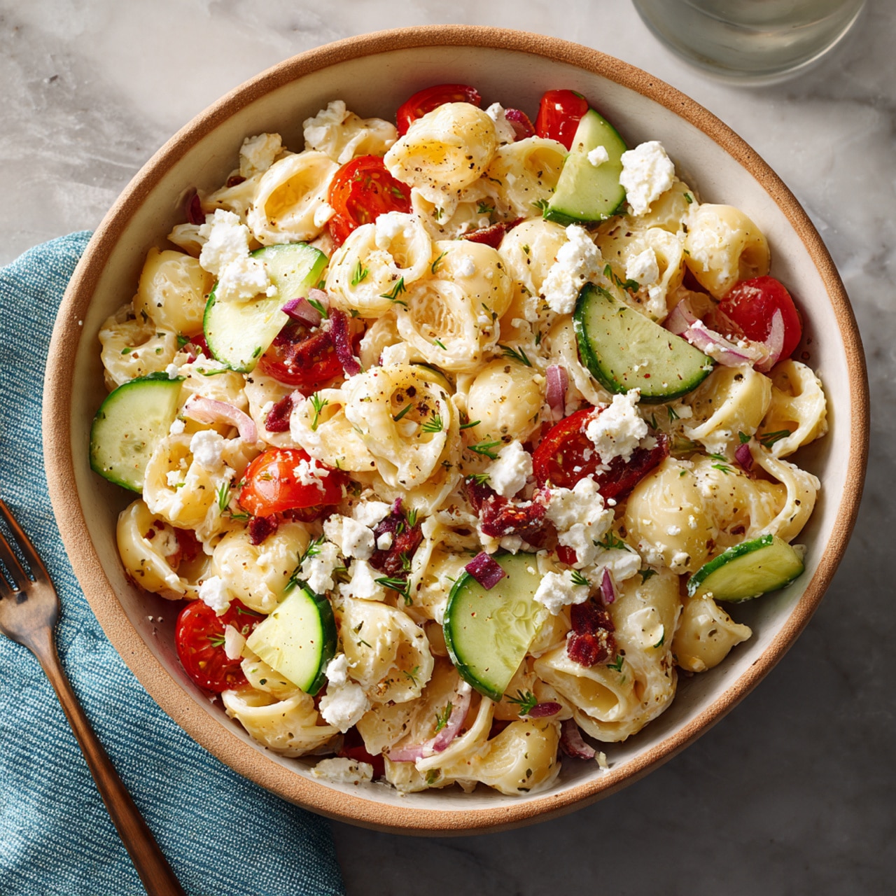 Mediterranean Cottage Cheese Pasta Salad