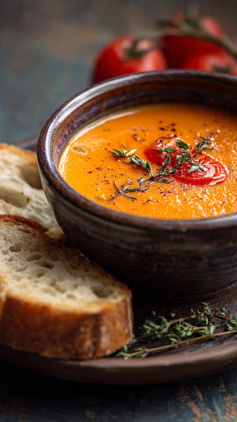 Creamy Roasted Tomato and Garlic Soup