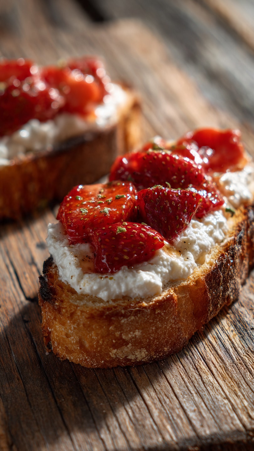 Roasted Strawberry Whipped Ricotta Toast