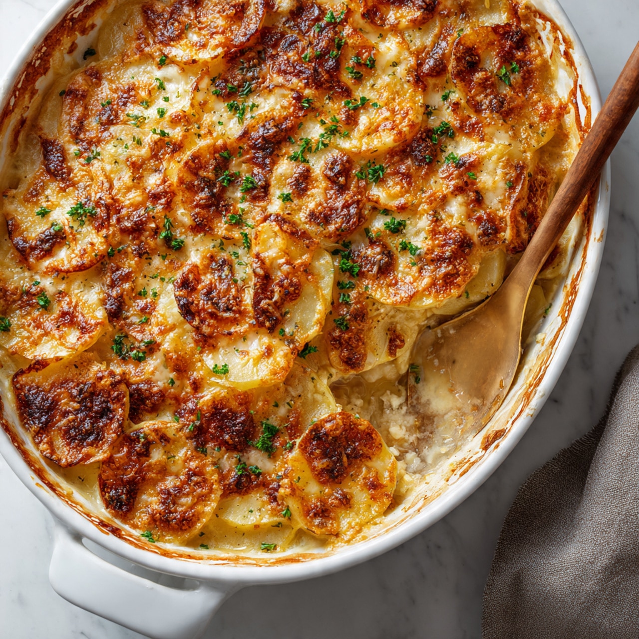 Creamy Gruyère and Caramelized Onion Scalloped Potatoes