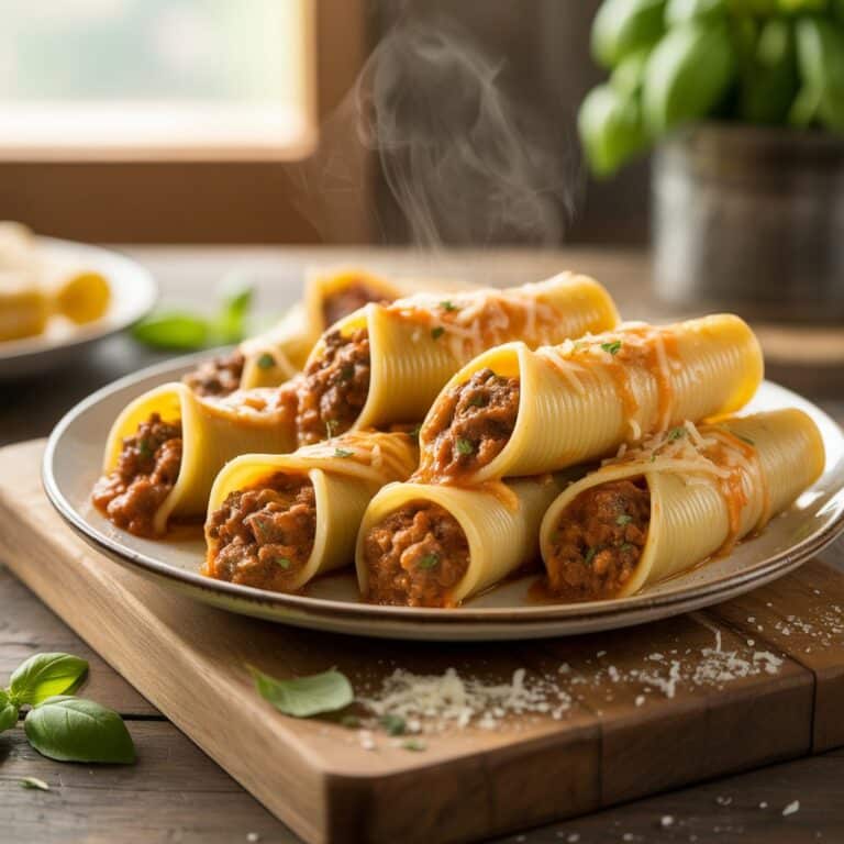 Beef & Cheese Stuffed Pasta Tubes