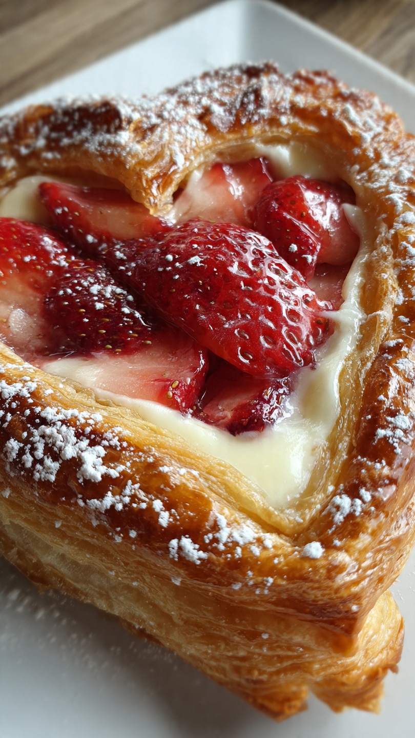 Delicious Strawberry Cream Cheese Heart Danishes