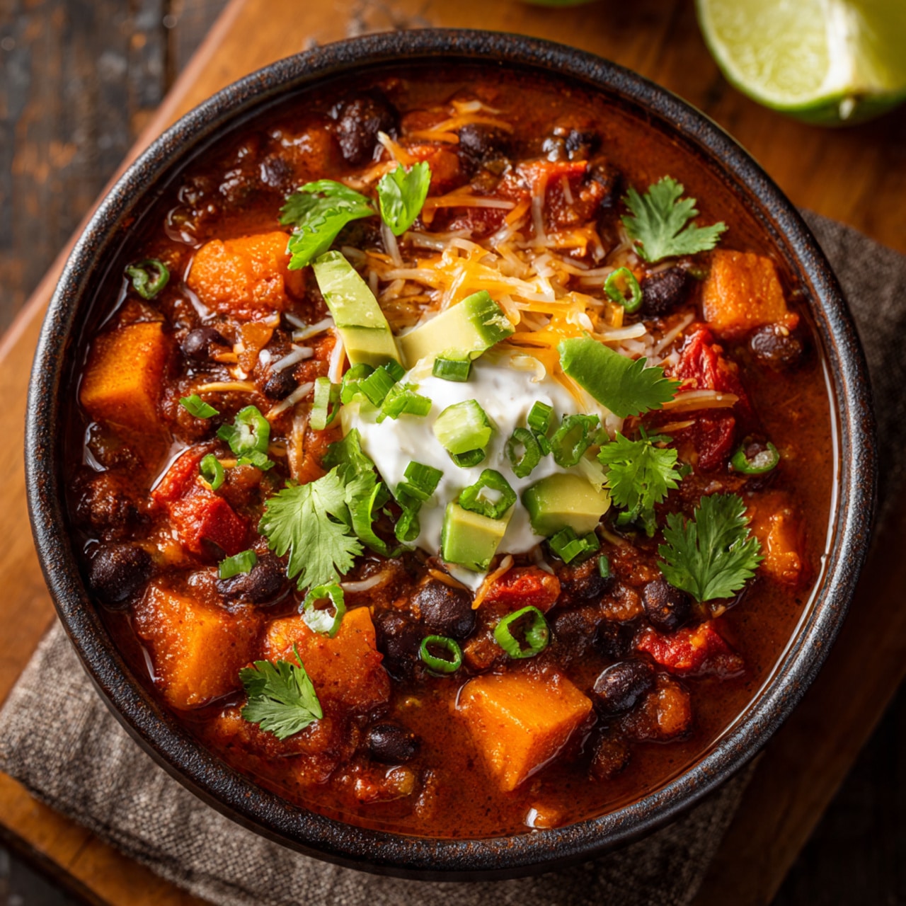 Slow Cooker Sweet Potato Black Bean Chili