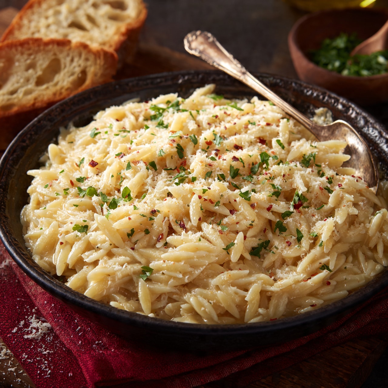 Garlic Parmesan Orzo Pasta