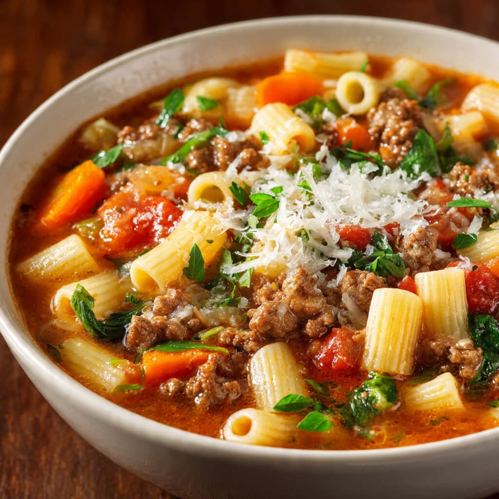 Italian Ground Beef Pasta Soup