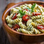 Light and Creamy Pesto Caprese Pasta Salad