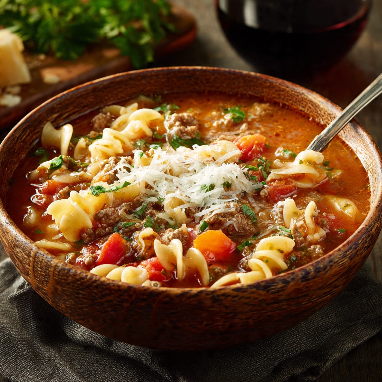 Italian Ground Beef Pasta Soup