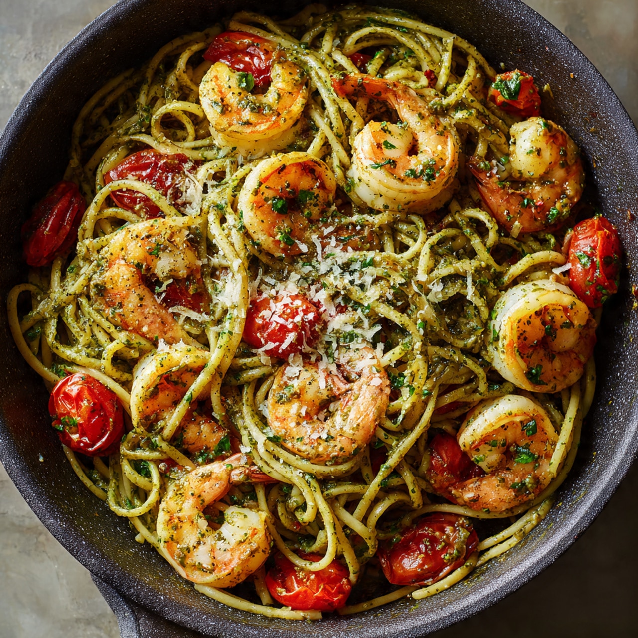 Shrimp Pesto Pasta