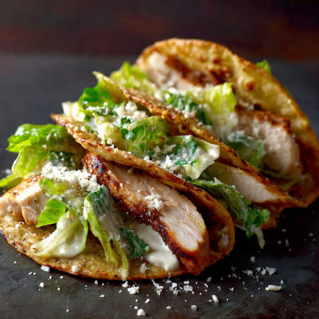 Chicken Caesar Smashed Tacos