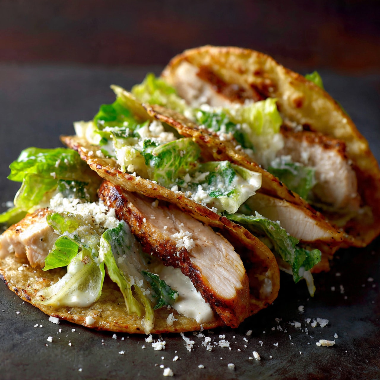 Chicken Caesar Smashed Tacos