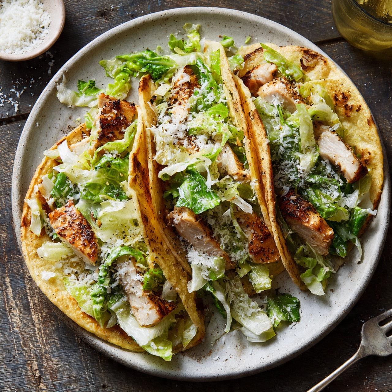 Chicken Caesar Smashed Tacos