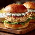 Juicy Greek Chicken Burgers With Amazing Tzatziki Sauce