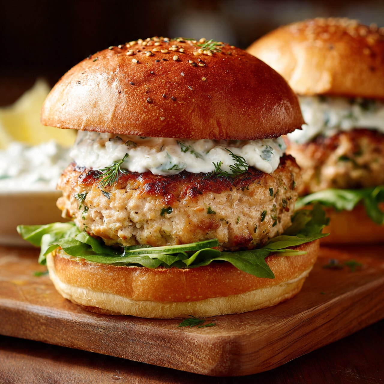 Juicy Greek Chicken Burgers With Amazing Tzatziki Sauce