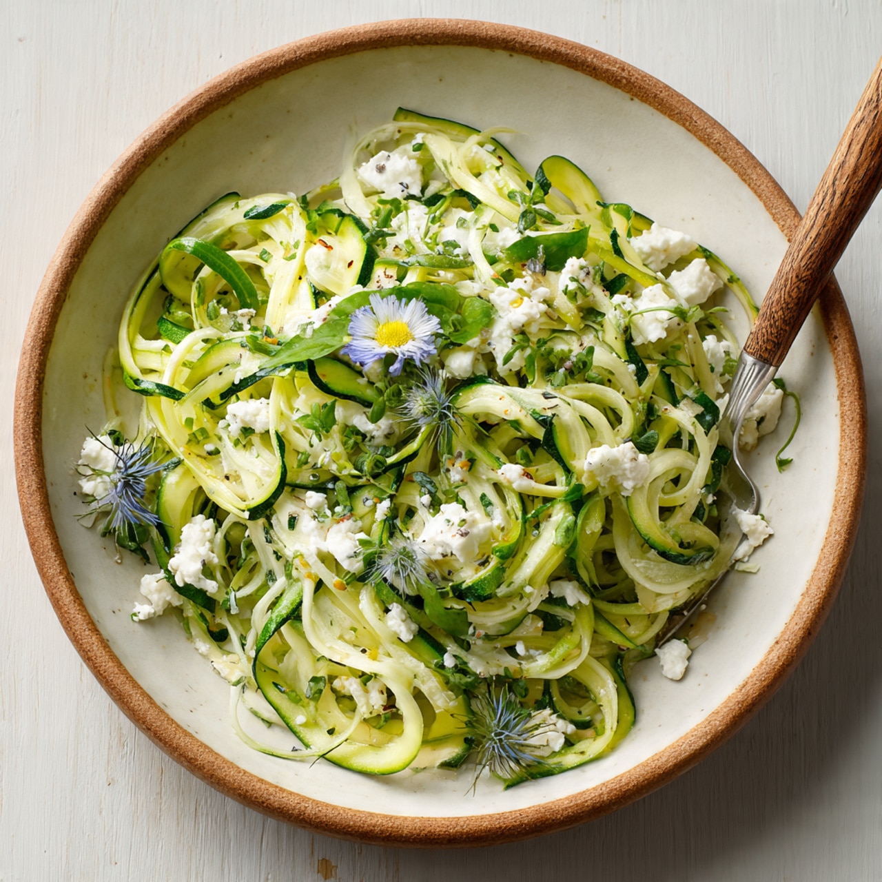 Raw Zucchini Salad with Creamy Feta Dressing