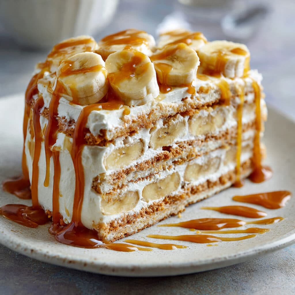 Salted Caramel Banana Ritz Icebox Cake