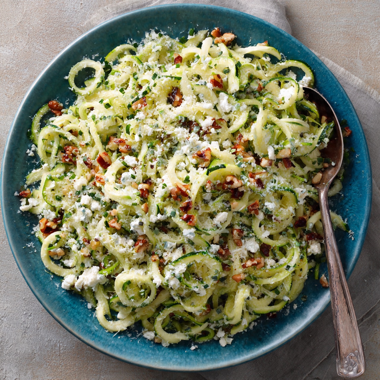 Raw Zucchini Salad with Creamy Feta Dressing