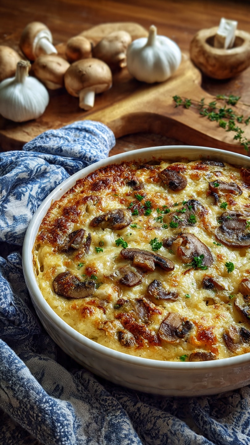 Cheesy Mushroom Chicken Skillet Bake