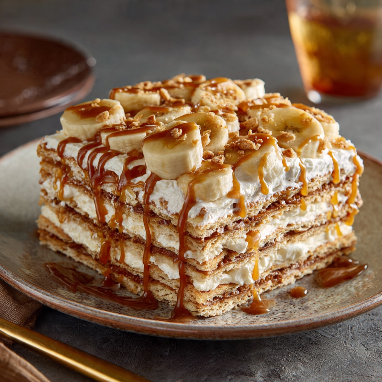 Salted Caramel Banana Ritz Icebox Cake
