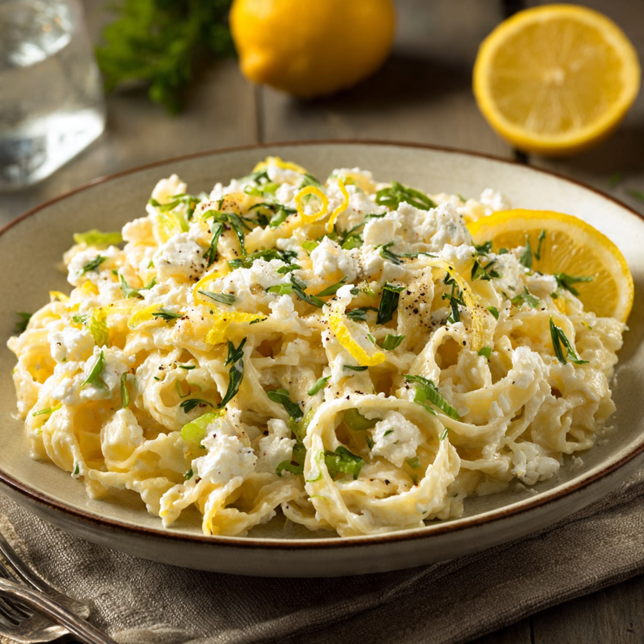 Zesty Creamy Lemon Feta Pasta