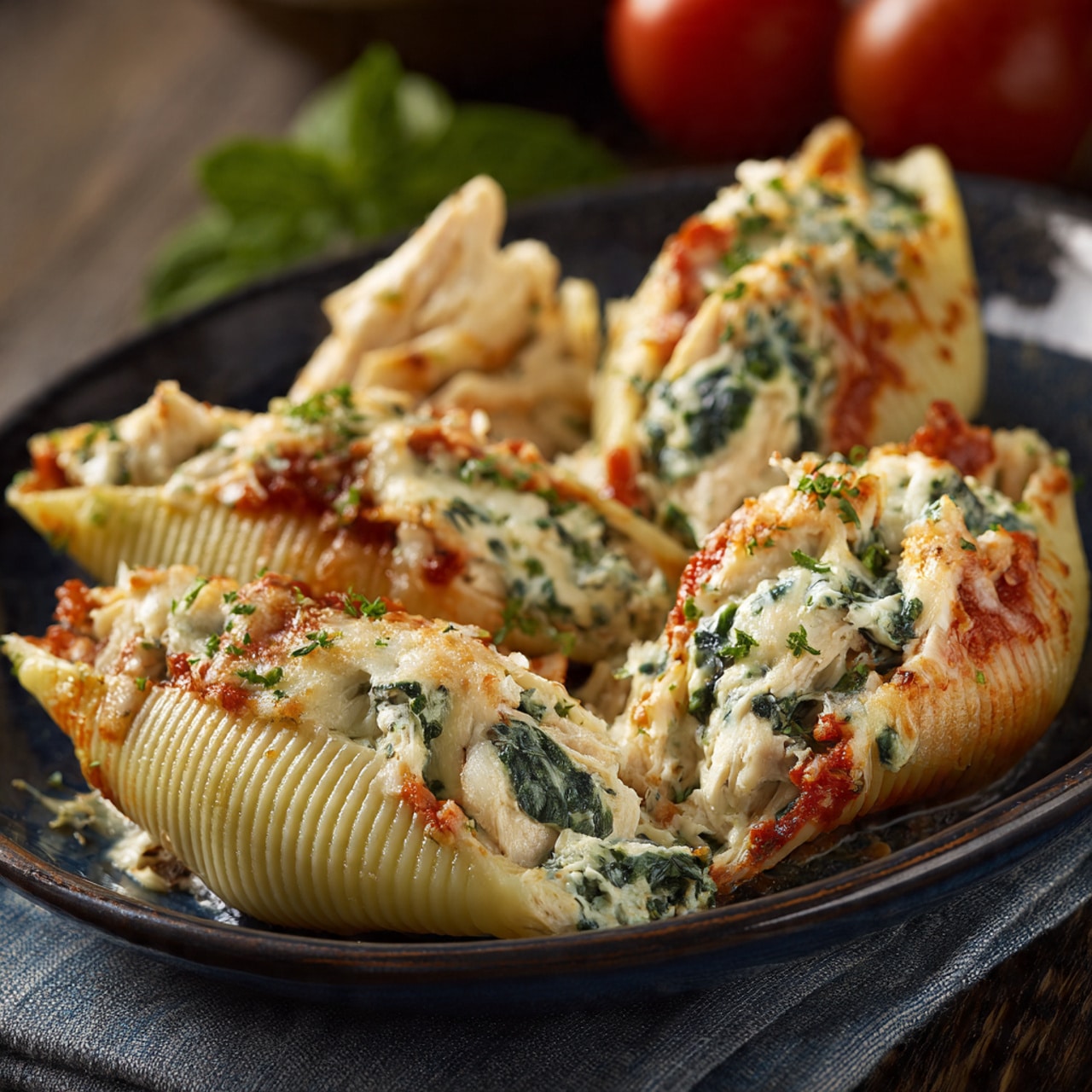 Garlic Chicken & Spinach Stuffed Shells