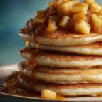 Fluffy Spiced Pancakes With Caramel Apple Compote