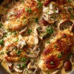 Creamy Chicken and Mushroom Skillet with Asiago and Mustard