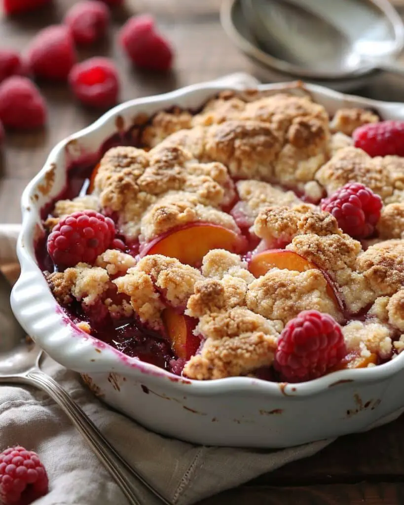 Easy Peach and Raspberry Cobbler