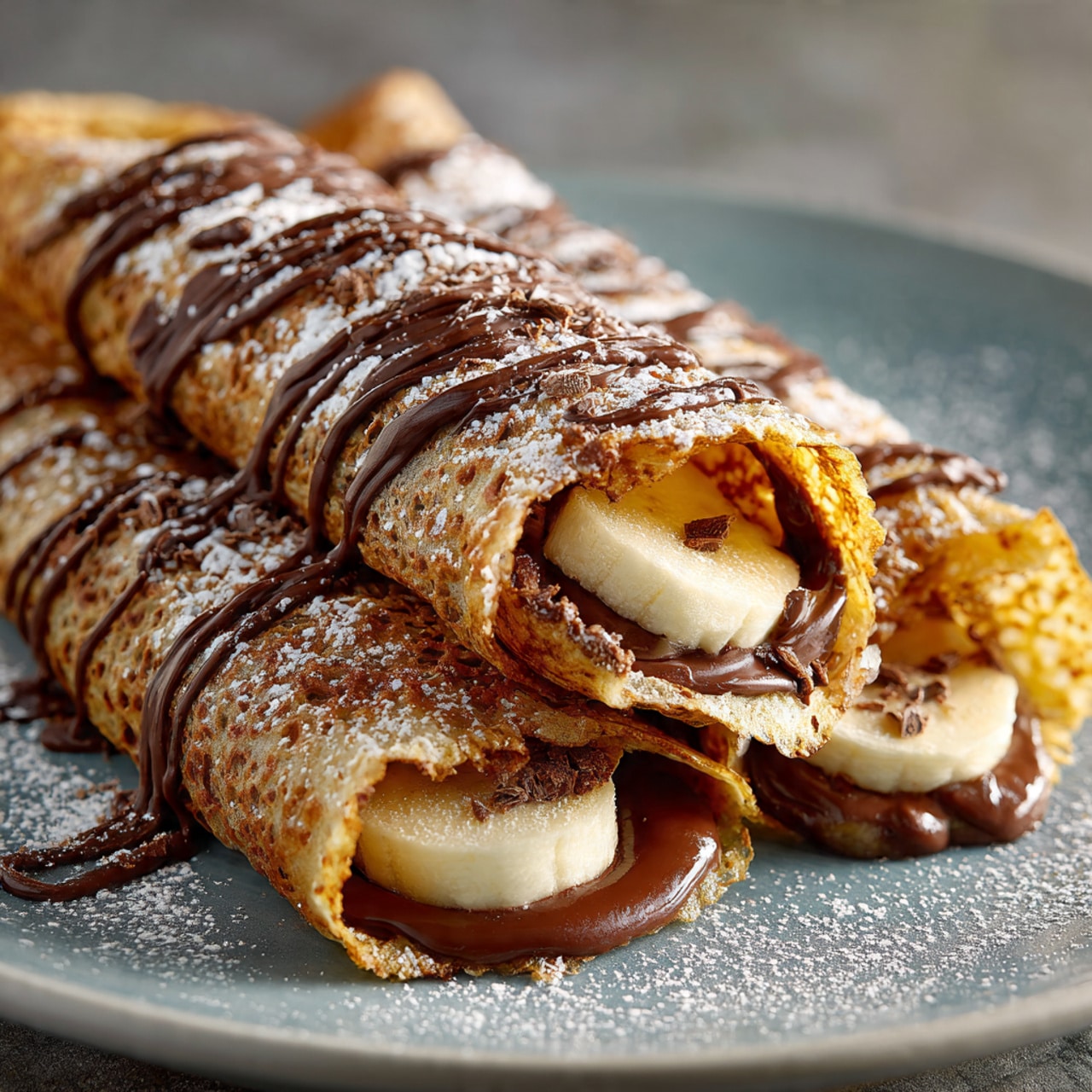 Chocolate Filled Rolled Crepes