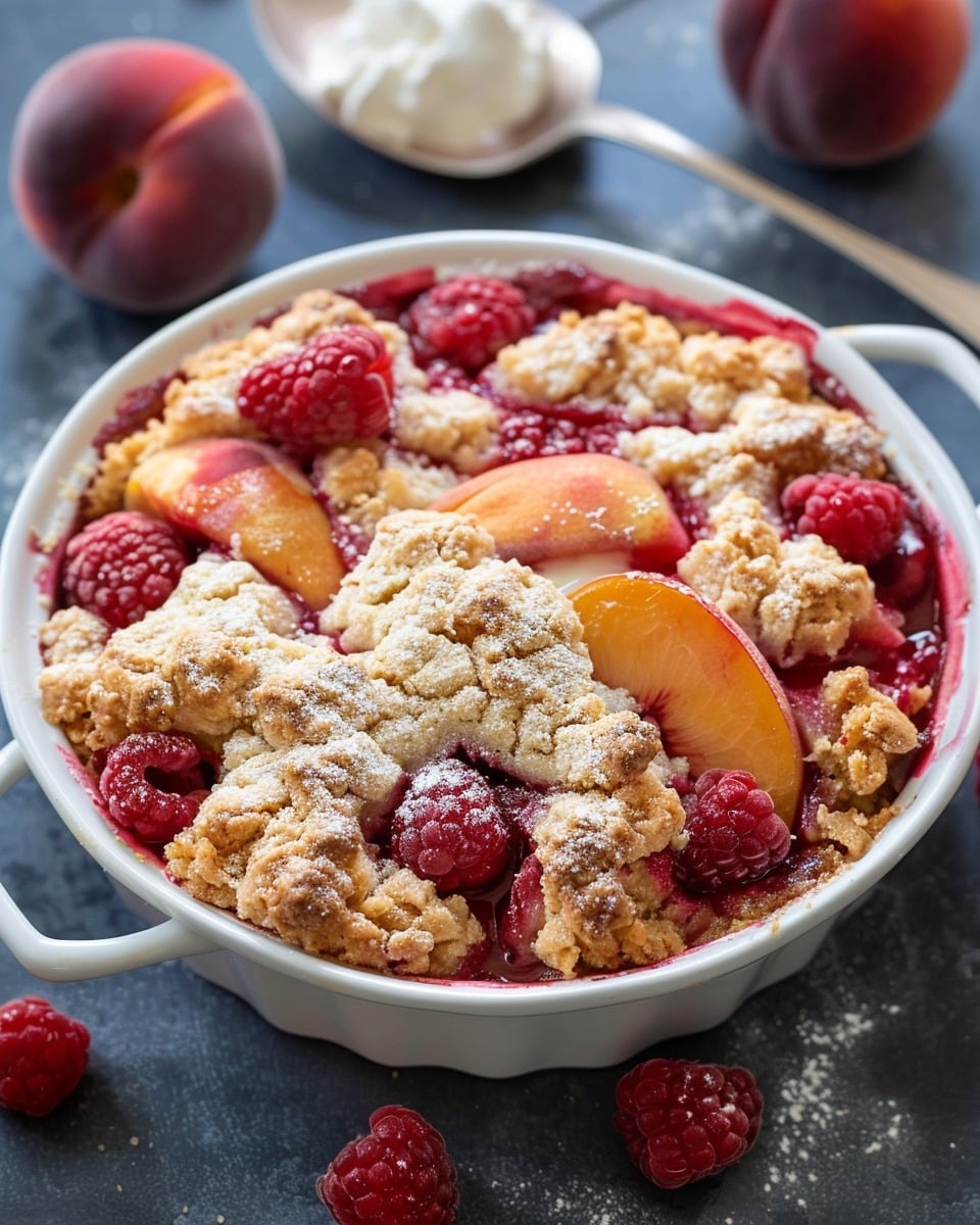 Easy Peach and Raspberry Cobbler