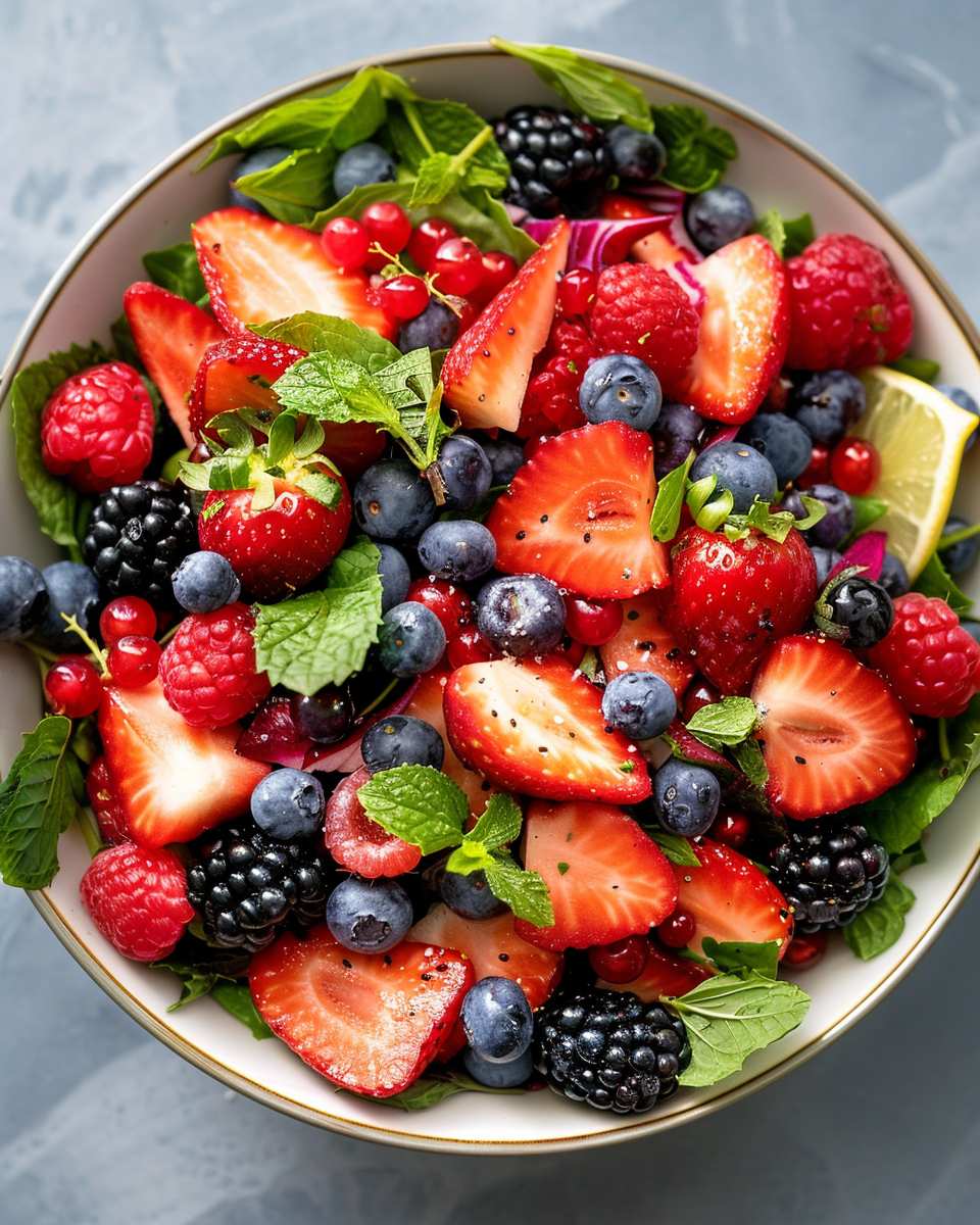 Superfood Berry Salad with Creamy Lemon Herb Dressing