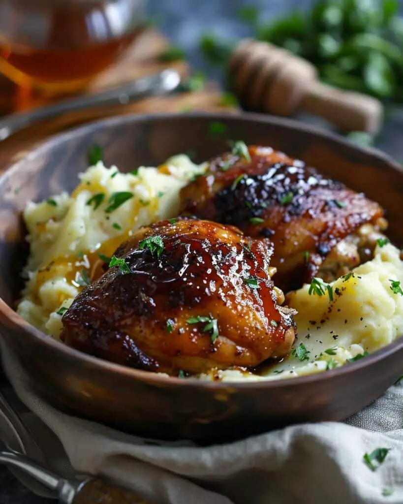 Healthy Chipotle Honey Chicken Thighs with Smoked Gouda Mashed Potatoes
