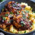 Healthy Chipotle Honey Chicken Thighs with Smoked Gouda Mashed Potatoes