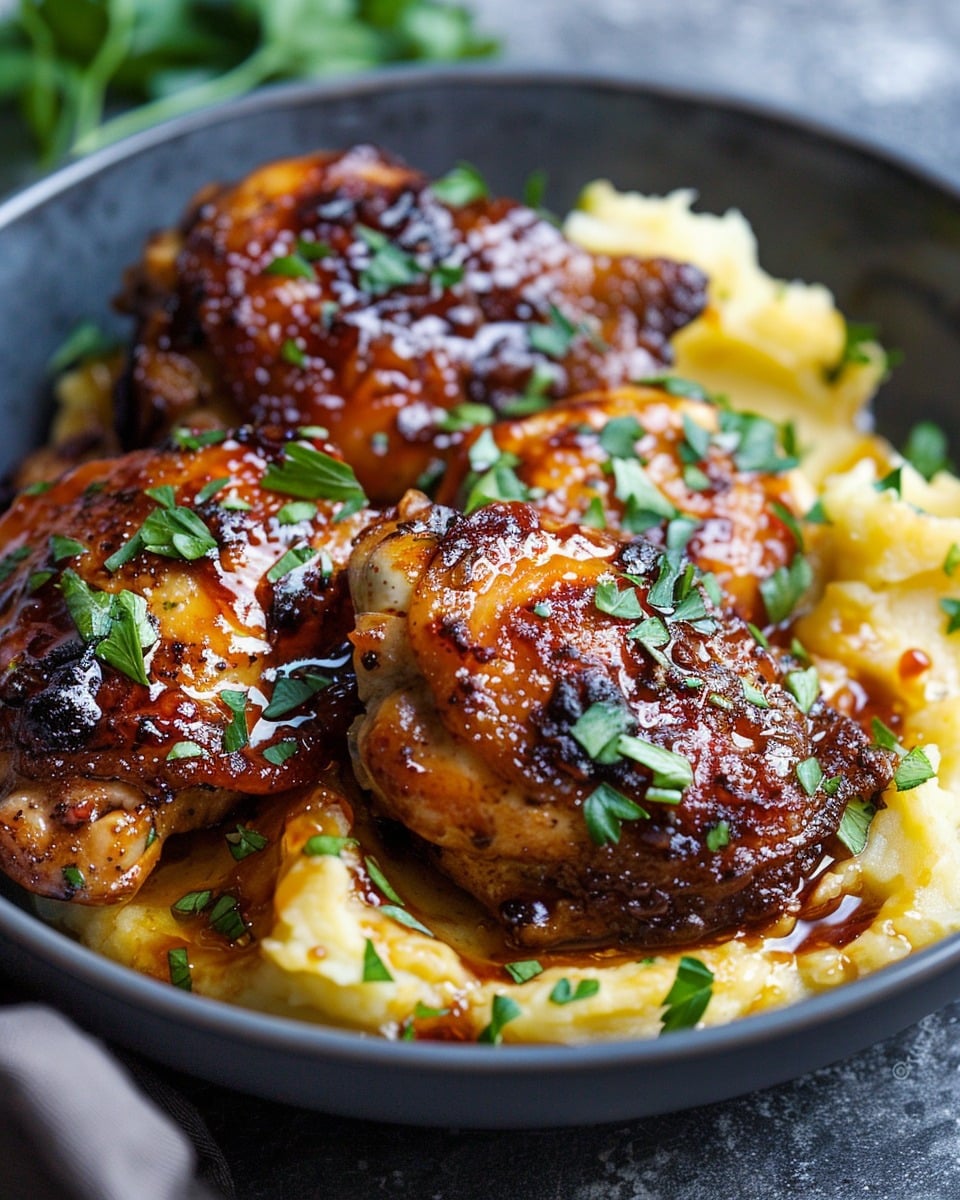 Healthy Chipotle Honey Chicken Thighs with Smoked Gouda Mashed Potatoes